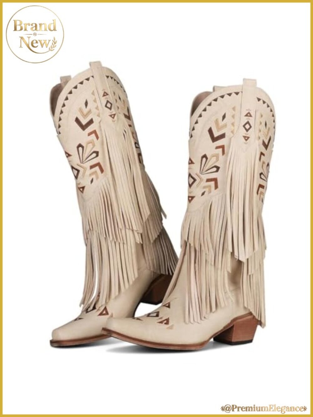 Women's Knee High Fringe Western Cowgirl Boots Faux Leather Pointed Toe